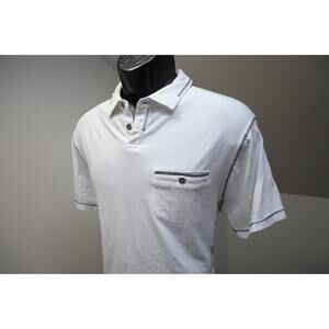 BKE Buckle Black Polo Stretch Casual White Short Sleeve Shirt Mens Size Large